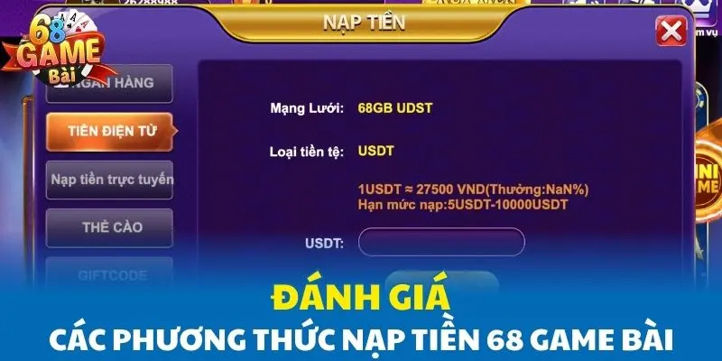 Đánh giá các phương thức nạp tiền 68 Game Bài Đánh giá các phương thức nạp tiền 68 Game Bài